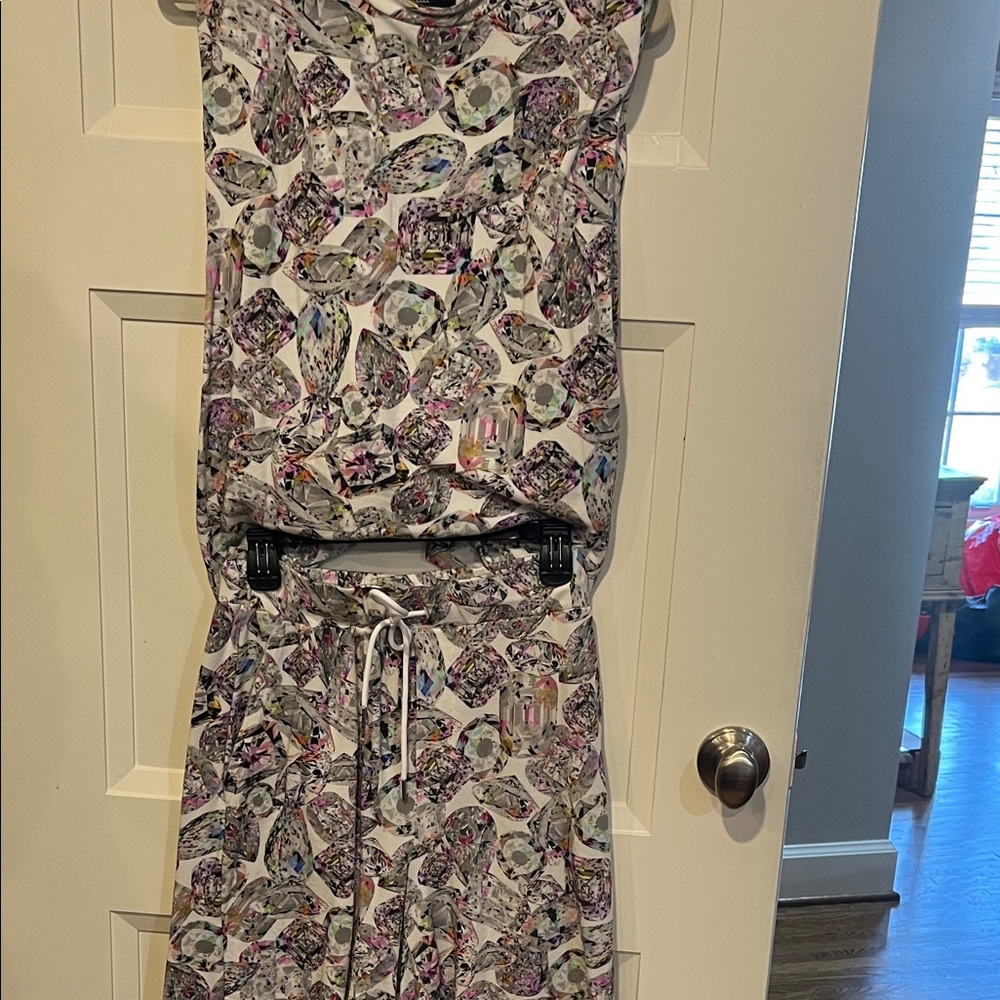 Colorful Patterned Sleeveless Top and Shorts Set